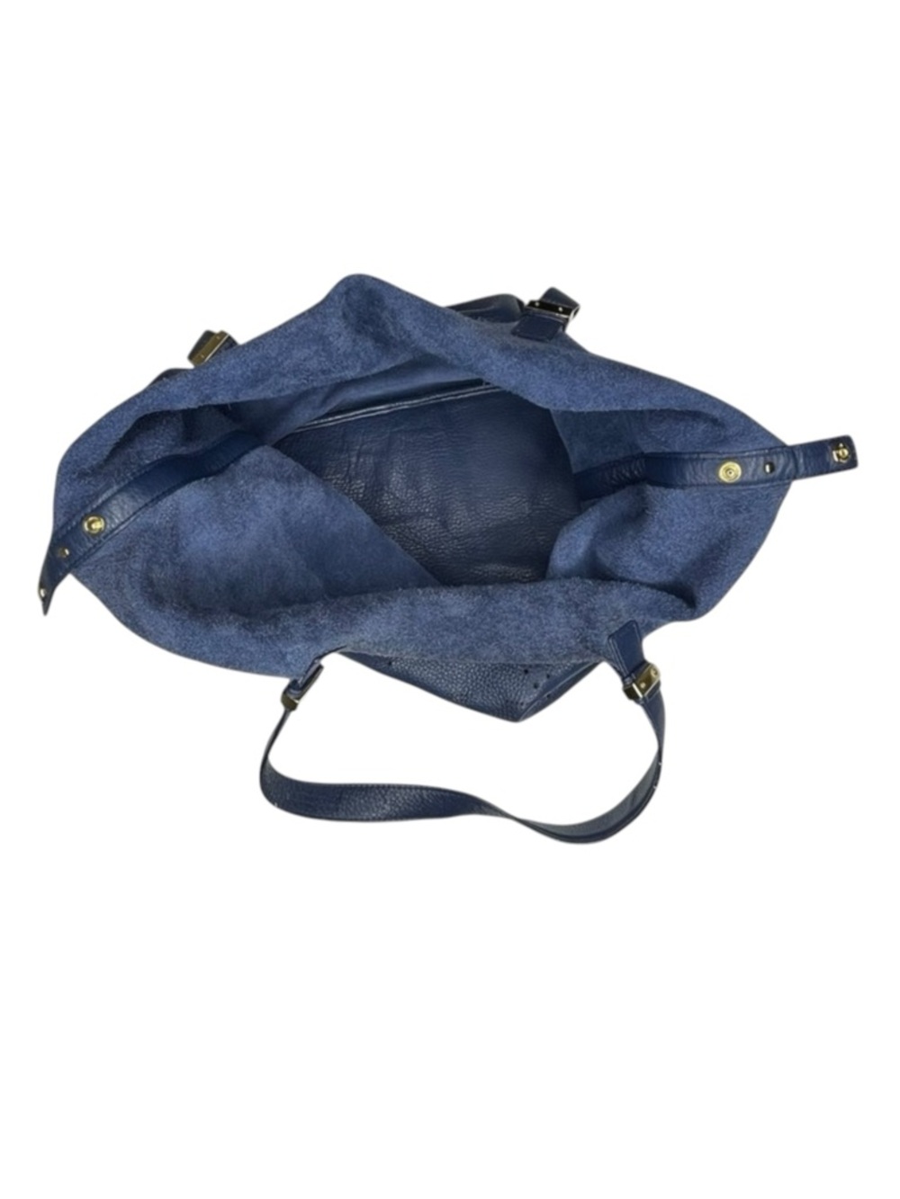 Michael Kors 𖦹 MK Perforated Logo Grab Bag Handbag 𖦹 Navy Pebbled Leather 𖦹 - Picture 10 of 16